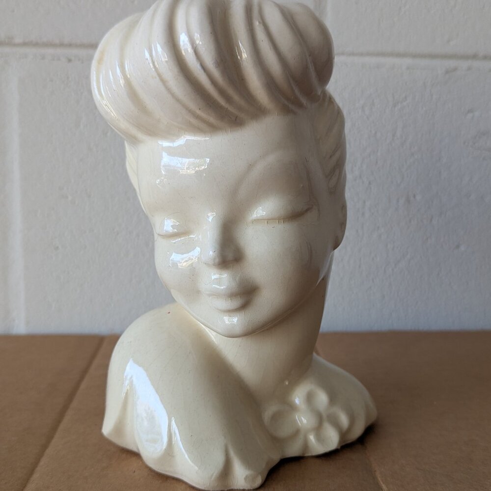 Vintage Betty Grable Lady Head Planter Vase by American Bisque Glamour Girl